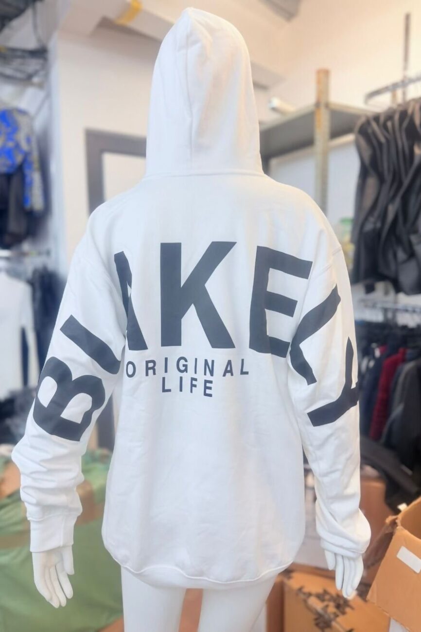 White Oversized Bold Graphic Hoodie