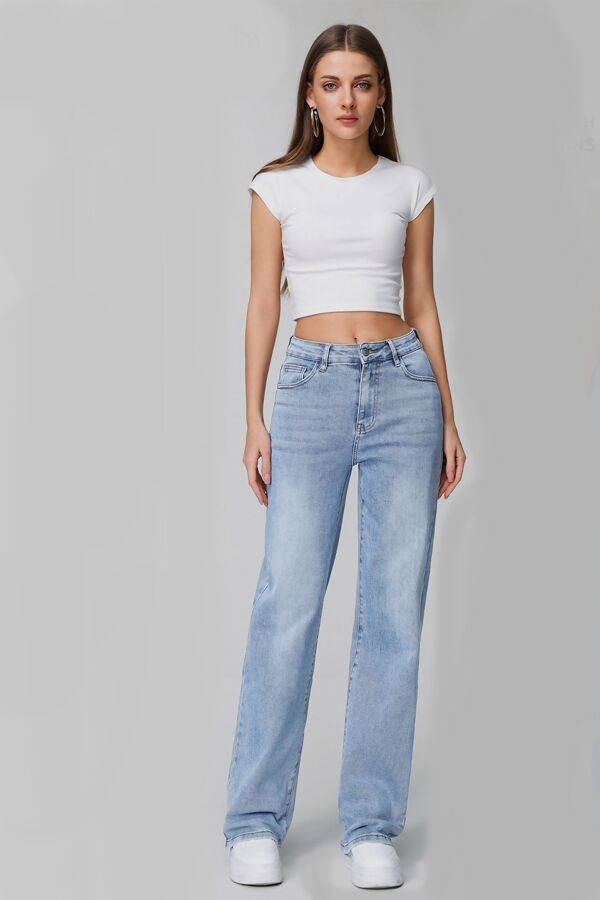Blue Light Wash Super Stretch Straight Leg Jeans