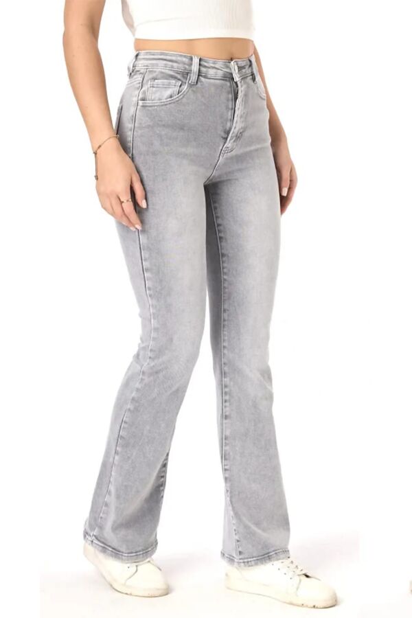 Washed Grey Flare Fit Denim Jeans