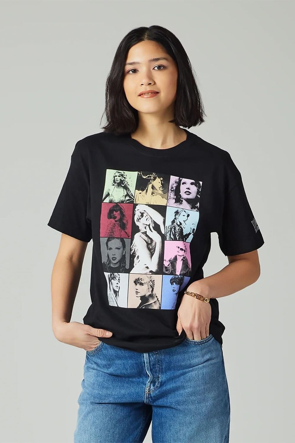 Black Taylor Swift Print T-Shirt Fan Concert Eras